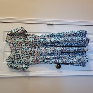 Teal Floral Lularoe Amelia Dress